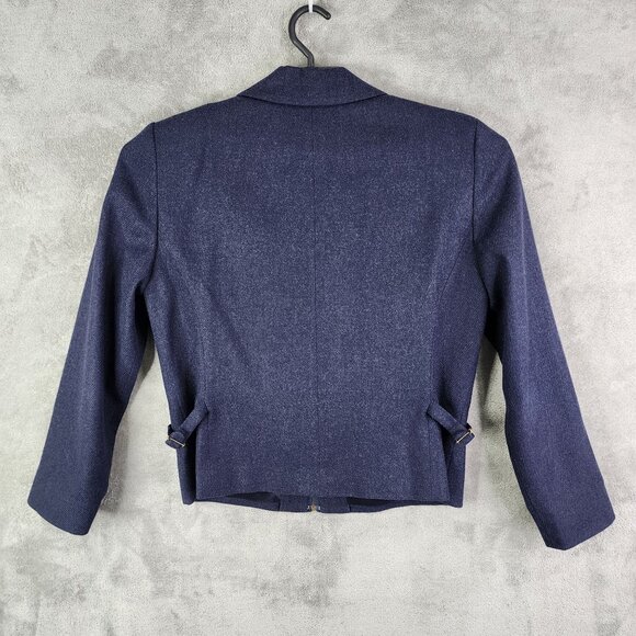 Womens Vintage Navy Blue Pendleton Wool Jacket Full Zip Up Long Sleeve Size 8 - Picture 8 of 11
